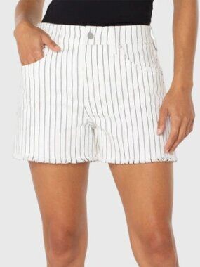 NWT Liverpool Christine Hi-Rise A-Line Pinstripe Shorts - White/Black